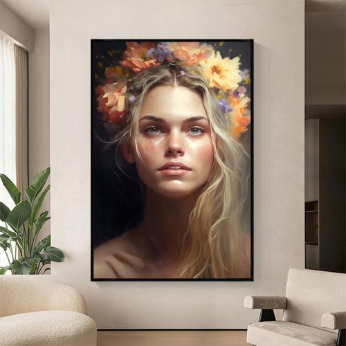 Canvas painting with a girl design