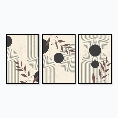 Modern fabric panel three pieces with visual art d...