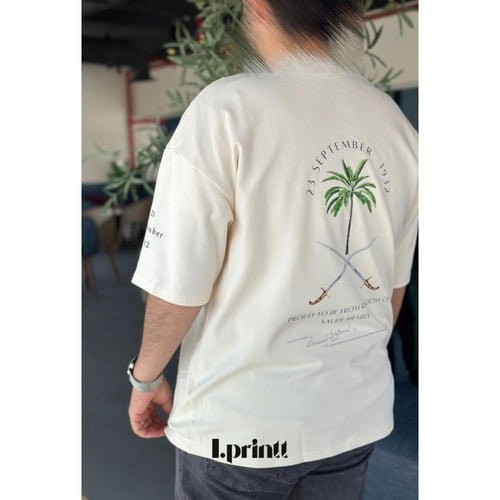 تيشرت وطني تصميم النخلة لون اسود