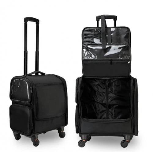 صالون سيستم - شنطة تجميل واستشوار بعجلات + 5 قطع