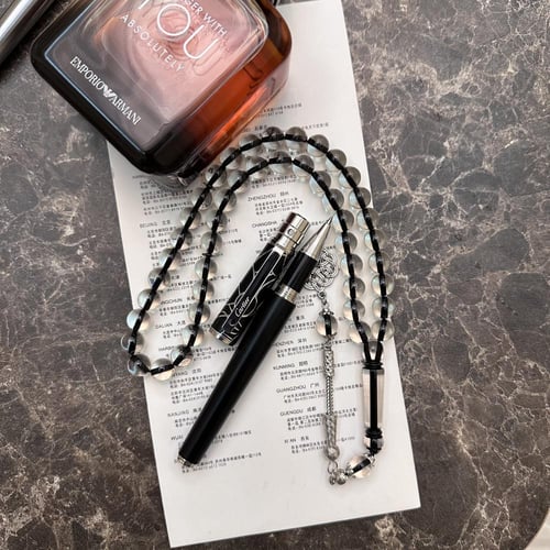 قلم كارتير + سبحة أسود شفاف