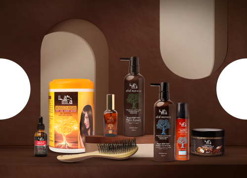 مجموعة الأرغان مع سكراب القهوة وفرشاة شعر | 394 ري...