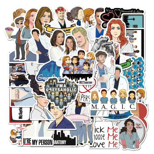 50Pcs Grey Anatomy Cartoon Sticker
