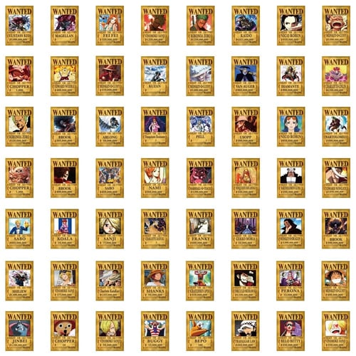 One Piece Wanted Posters Stickers- 100pc