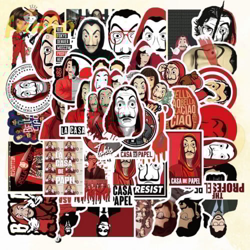 50Pcs Money Heist TV Shows Label Sticker