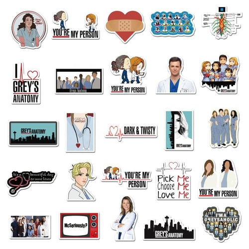 50Pcs Grey Anatomy Cartoon Sticker