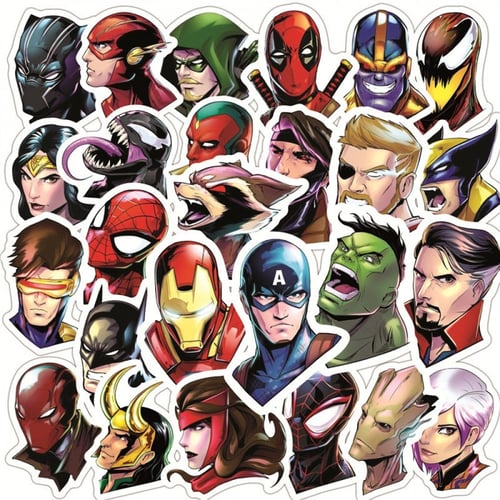 50pcs Superhero Graffiti Stickers