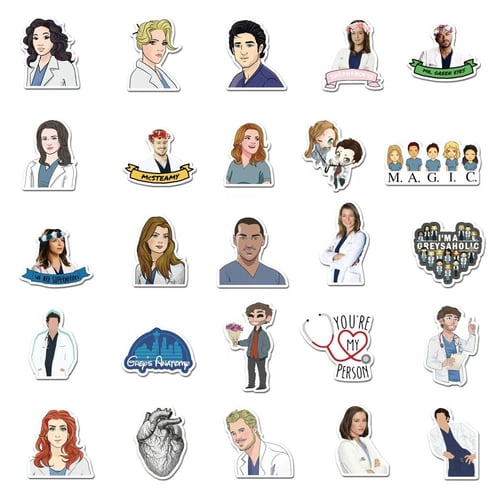 50Pcs Grey Anatomy Cartoon Sticker