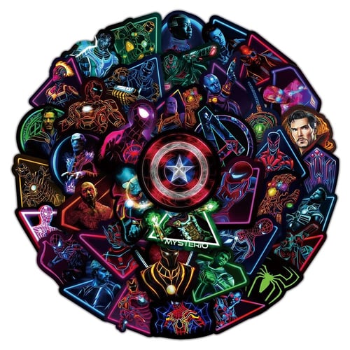 100PCS Neon Marvel The Avengers Stickers