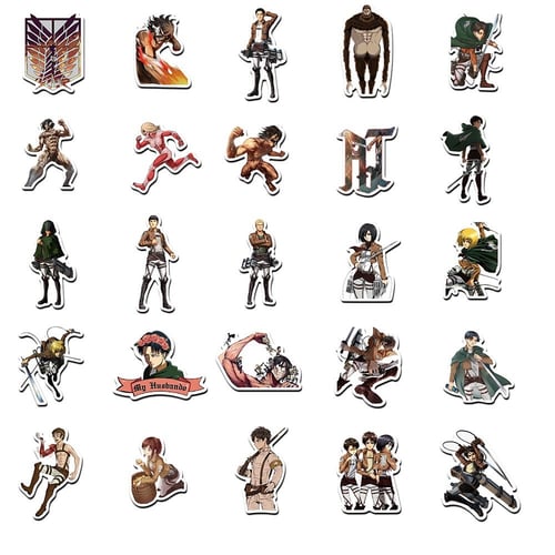 50Pcs Attack On Titan Stickers