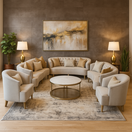 طقم كنب داخلي فاخر لون بيج