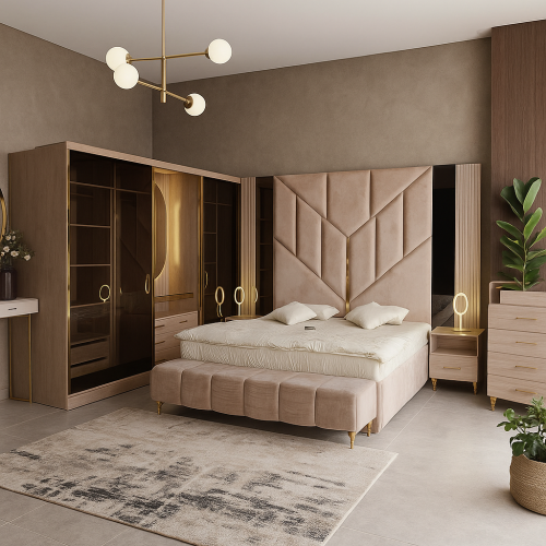 غرفة نوم كاملة مع الدولاب مصنوعة من خشب MDF تايلند...