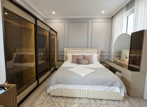 غرفة نوم كاملة مع الدولاب مصنوعة من خشب MDF تايلند...