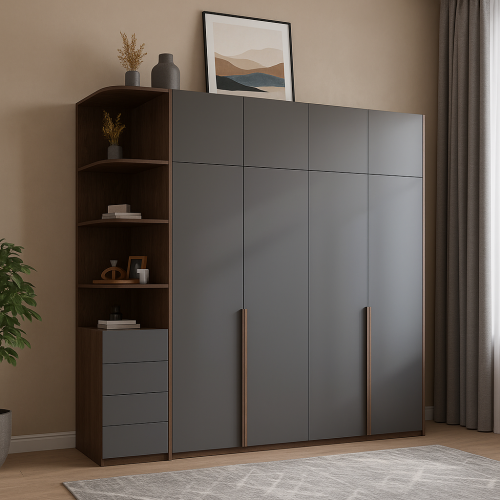 دولاب ملابس من الخشب بأدراج ورفوف للديكور