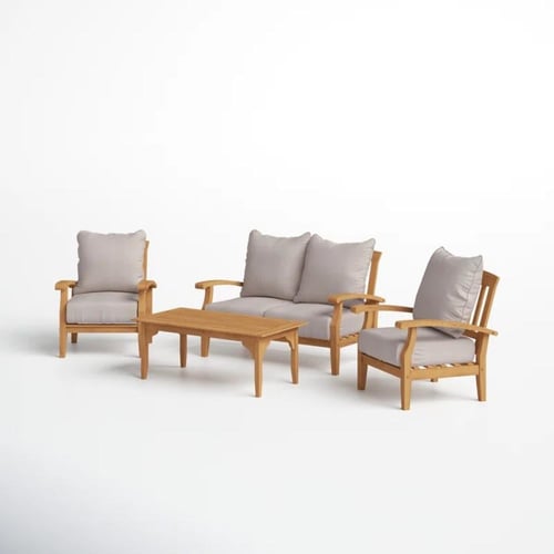 طقم جلسات خارجية مصنوع من خشب زان طبيعي مكون من كن...