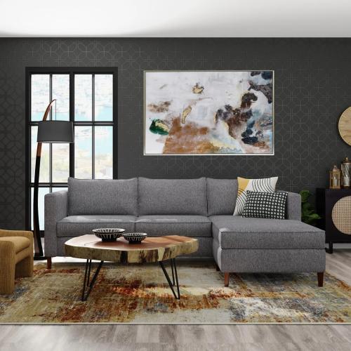 كنب زاوية بتصميم مميز باللون الرمادى