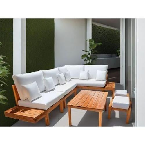 طقم جلسات خارجية من الخشب الأوروبي الطبيعي مكون من...