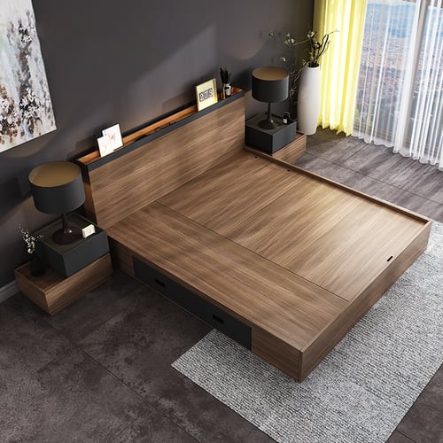 سرير بخزانه داخلية من خشب عالي الجودة متوفر بمقاسا...