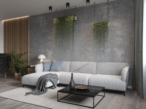 كنبة زاوية بتصميم حديث – 300×170×85 سم – لون رمادي