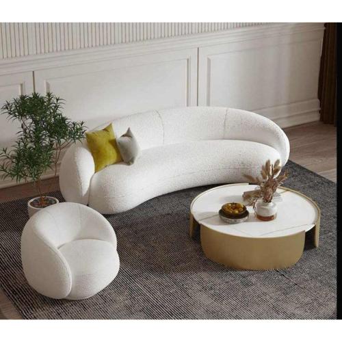 طقم غرفة معيشة بوكليه قطعتين - أبيض - SOFSTYLE245