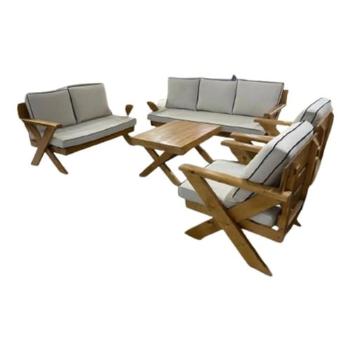 طقم جلسات خارجية من الخشب الأوروبي الطبيعي مكون من...