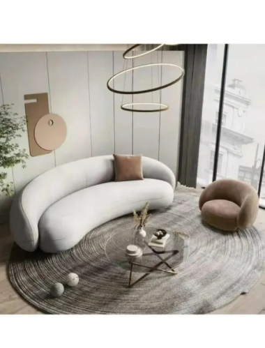 أريكة سوميت متطورة - قماش مخمل - بيج وبني - 220x90...