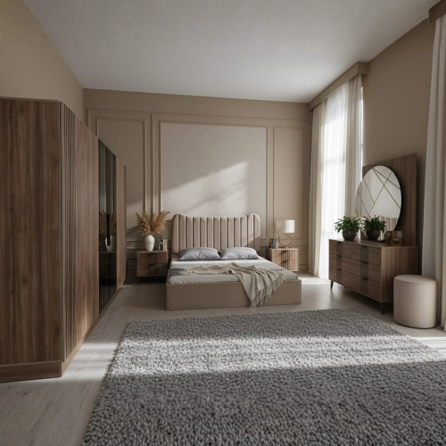 غرفة نوم كاملة مع الدولاب مصنوعة من خشب MDF تايلند...