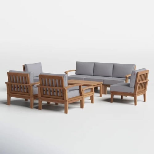 طقم جلسات خارجية مصنوع من خشب زان طبيعي مكون من كن...