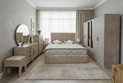 غرفة نوم كاملة مع الدولاب مصنوعة من خشب MDF تايلند...