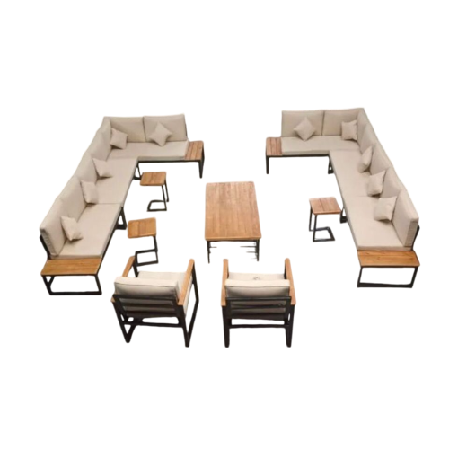 طقم جلسات خارجية من الحديد مع الخشب الأوروبي الطبي...