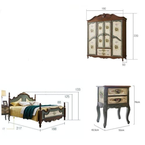 غرفة نوم فاخرة مكونه من دولاب و سرير مع كومودينو