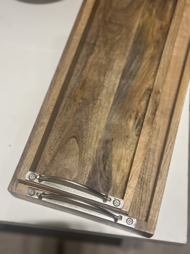 صينية خشب صناعة هندية بمسكات حديد