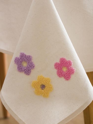 مفرش قماش لون طبيعي مطرز 150*150سم LC WIKIKI