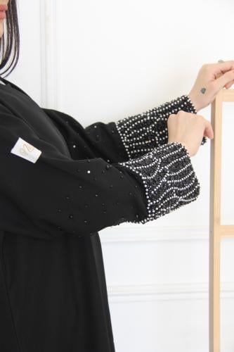 عباية بقماش لمار مع شك يدوي بالاكمام