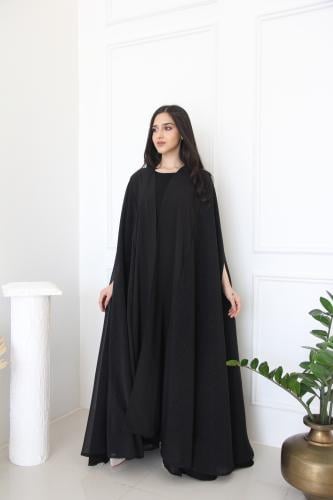 عباية بقصة قطري بقماش جوري و قماش مع لمعة