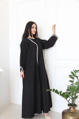 عباية بقماش شيخه قصه نص كلوش مع شك لولو يدوي