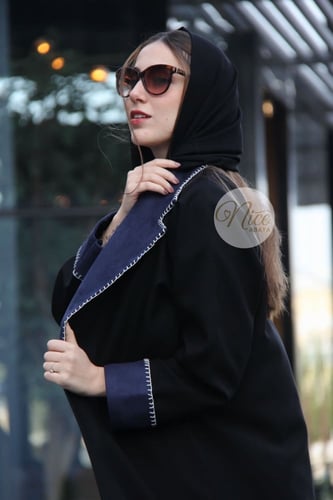 عبايه قماش كريب مع شامواه