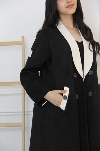 عباية بقماش شمواه اسود و ابيض