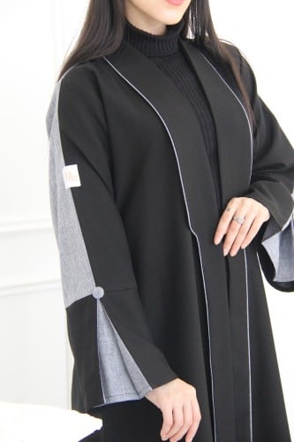 عباية بقماش لمار مع قماش رمادي