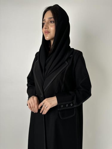 عباية بقماش لمار مع جيوب امامية