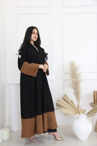 عباية بقماش شمواه اسود مع جملي