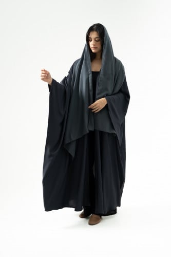 عباية بشت بقماش حرير كوري لون رمادي غامق