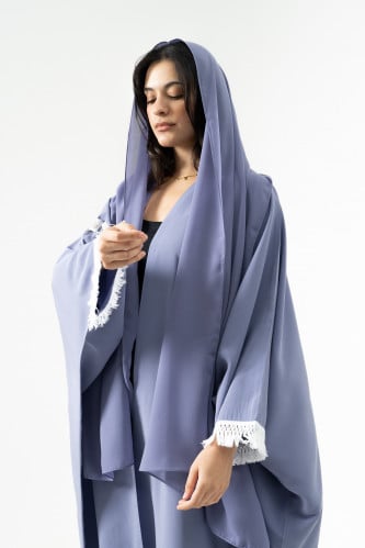 عباية صيفية بقماش سيراميك حرير لون بنفسجي فاتح