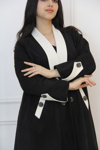 عباية بقماش شمواه اسود و ابيض