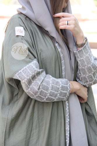 عبايه قماش لينن كلاسك ب لون انيق