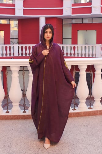عباية بقماش لينن مع تطريز