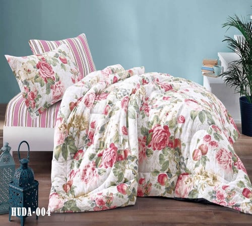 مفرش هدى قطن بارد وجهين كوين نفر نص 4 قطع