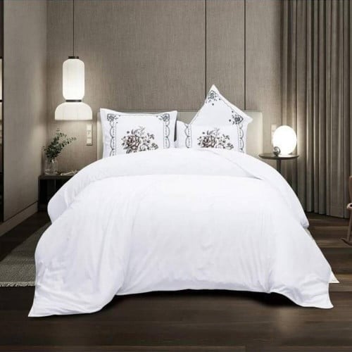 مفرش مايا فندقي قطن حشوه متحرك ابيض نفرين 7 قطع