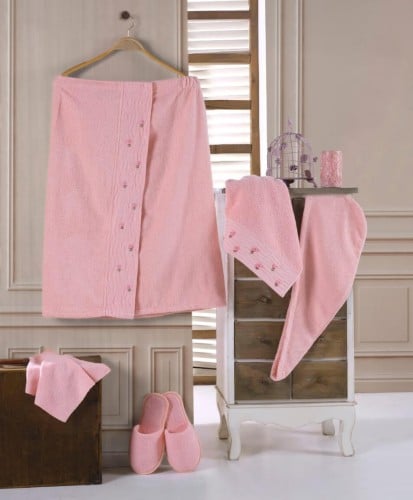 طقم روب تنوره نسائي صدر قطن 6 قطع