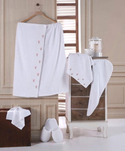 طقم روب تنوره نسائي صدر قطن 6 قطع